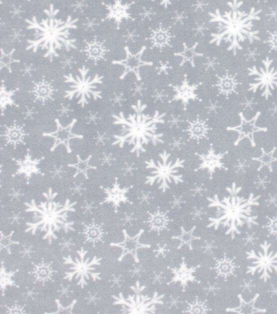 Snowflakes on Gray Fleece